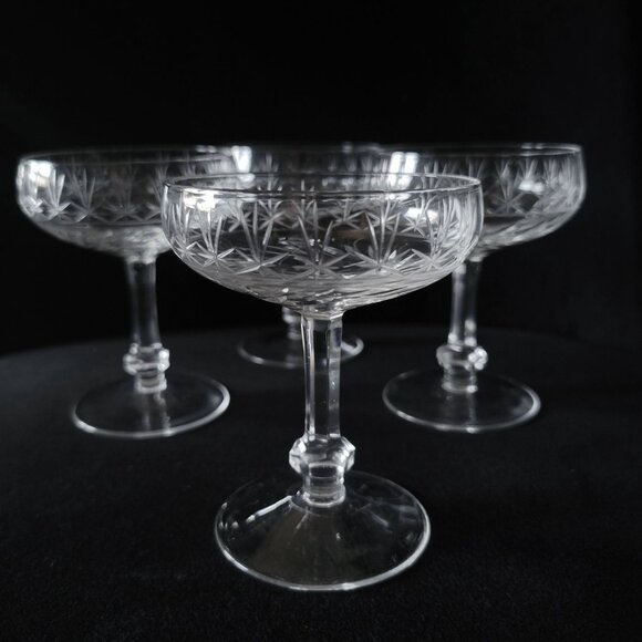 Set Of 4 Villeroy & Boch Treveris 2 Oz Coupe Cocktail Glasses 3.625" Crystal